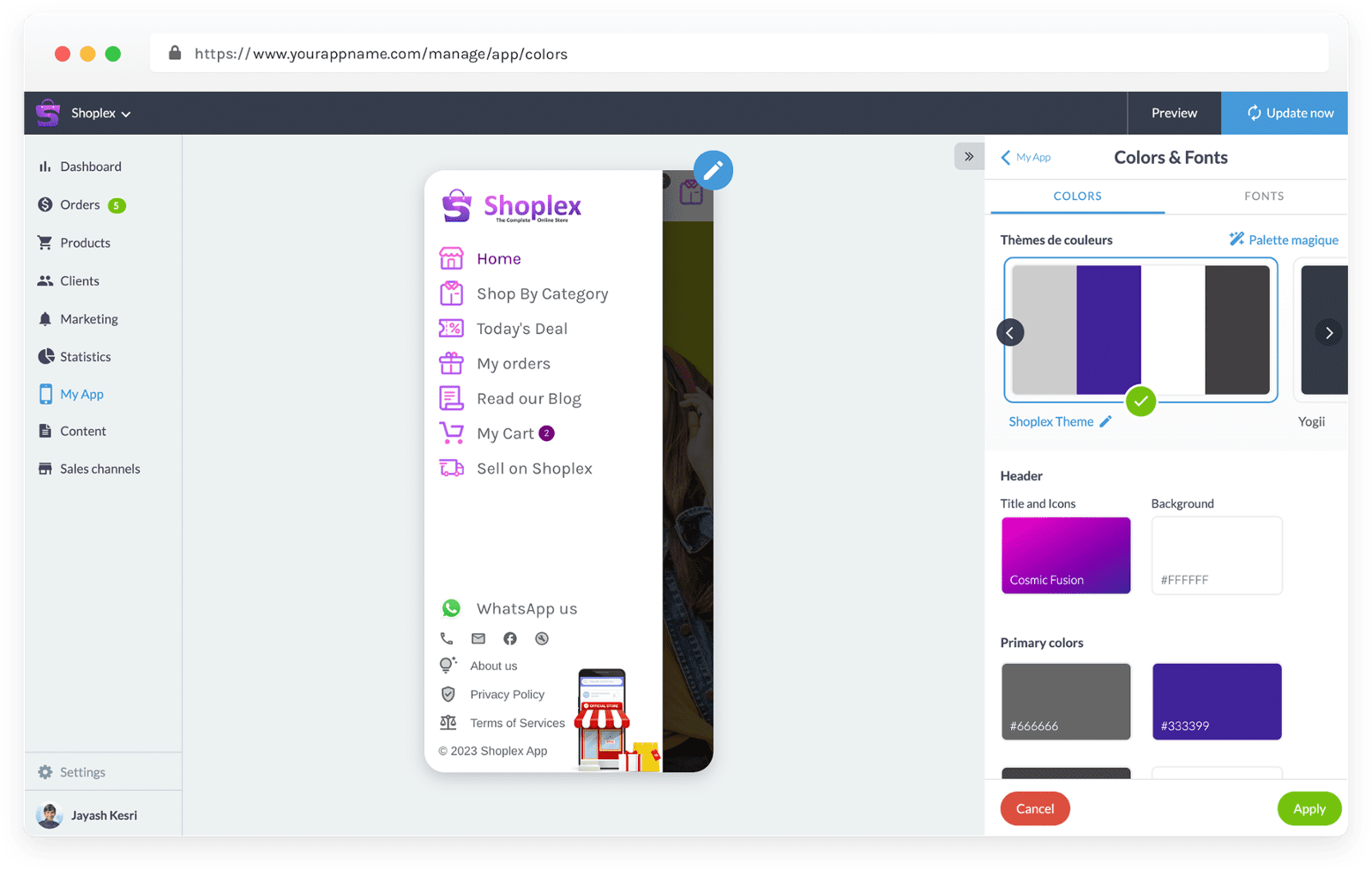 Change Colors and Fonts of your App