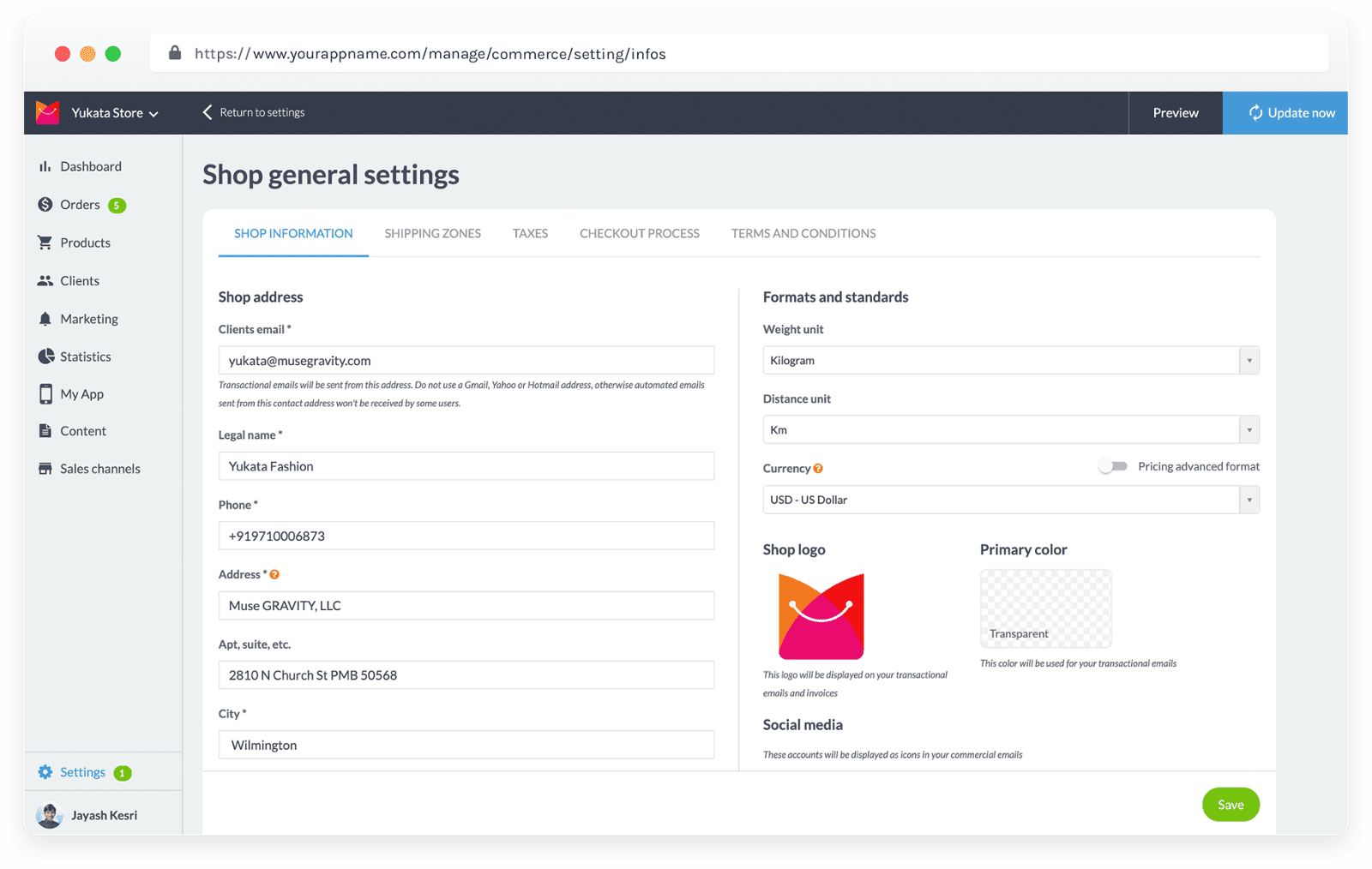 App Setting Page