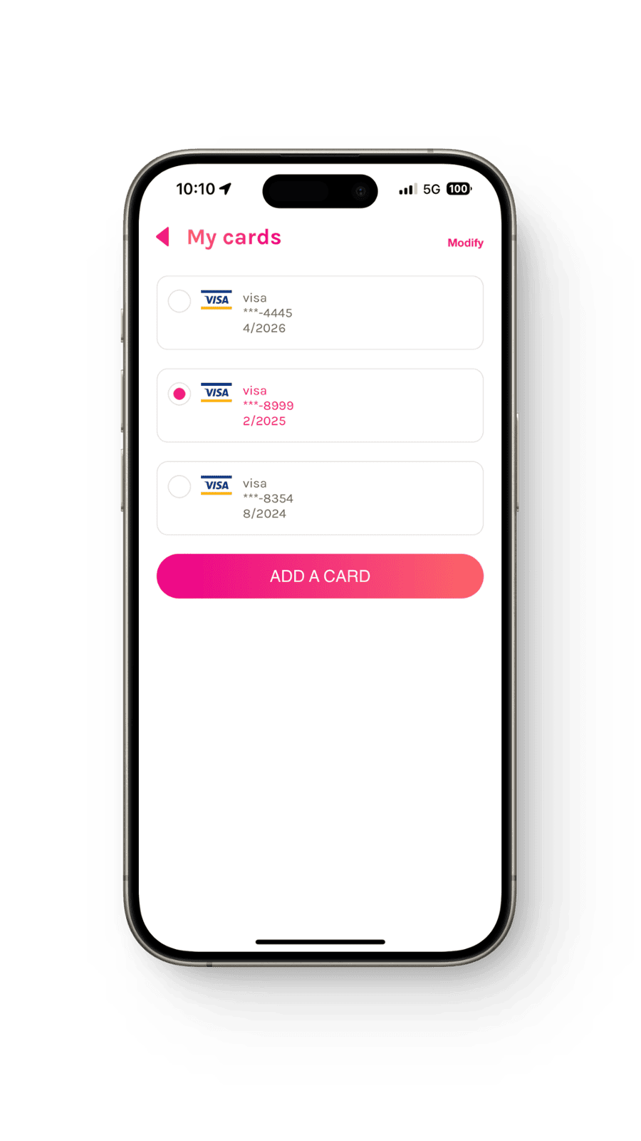 Add or remove your Credit or Debit cards using My Cards Management Page