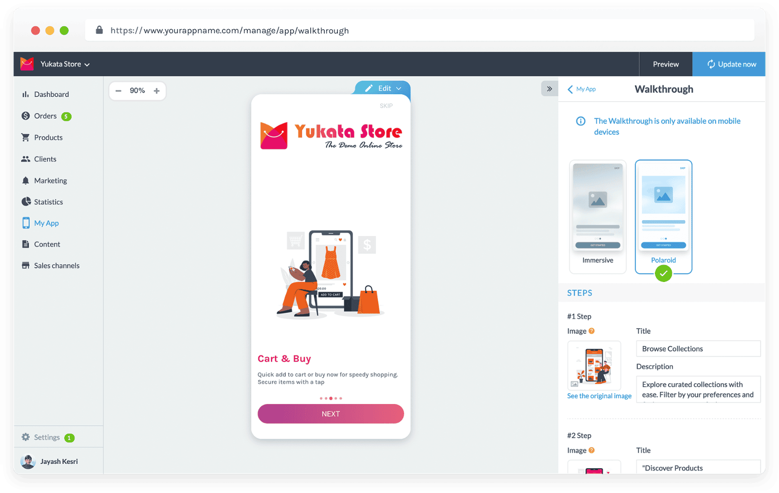 Change App's Walk-through
