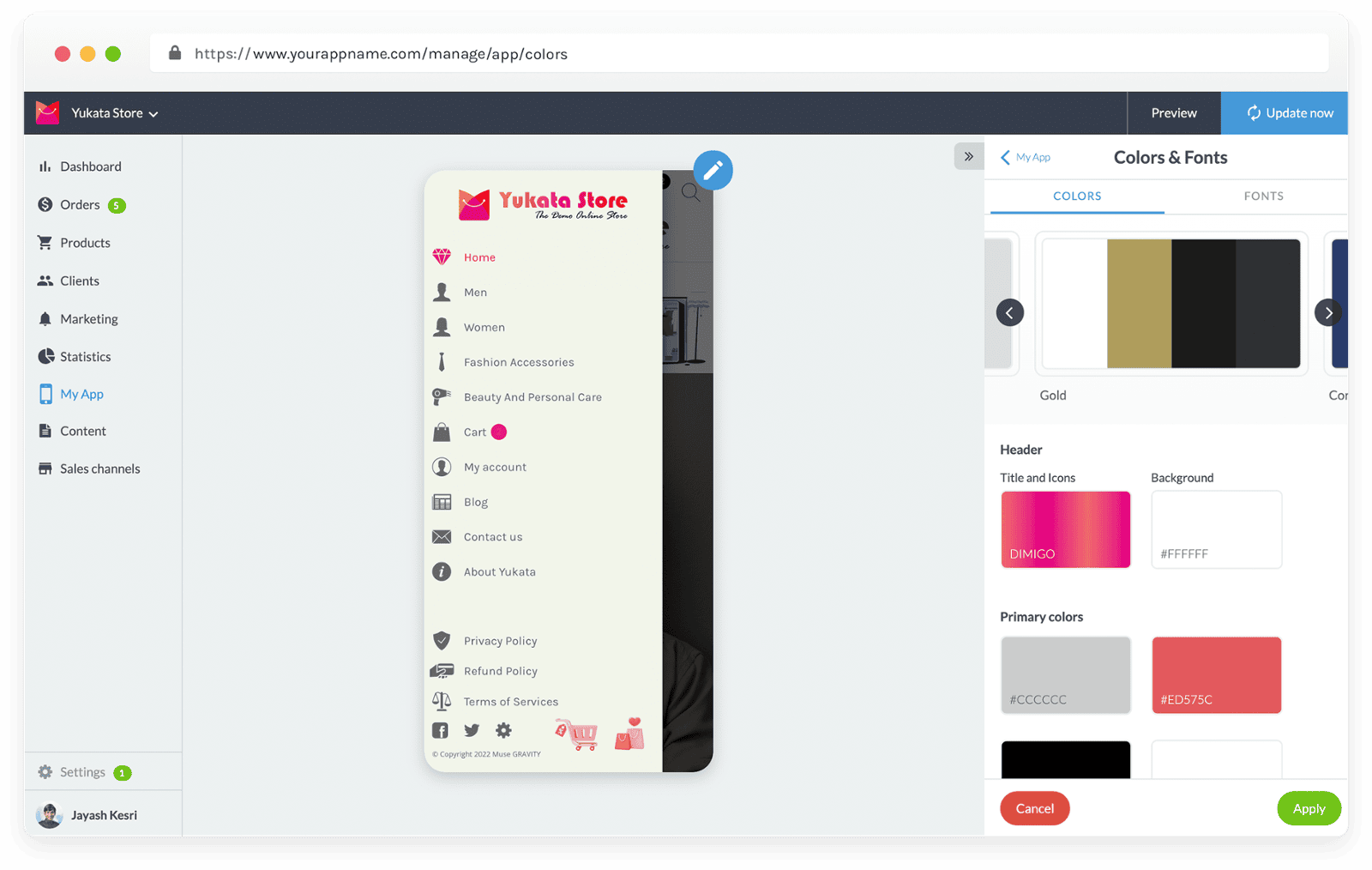 Change Colors and Fonts of your App