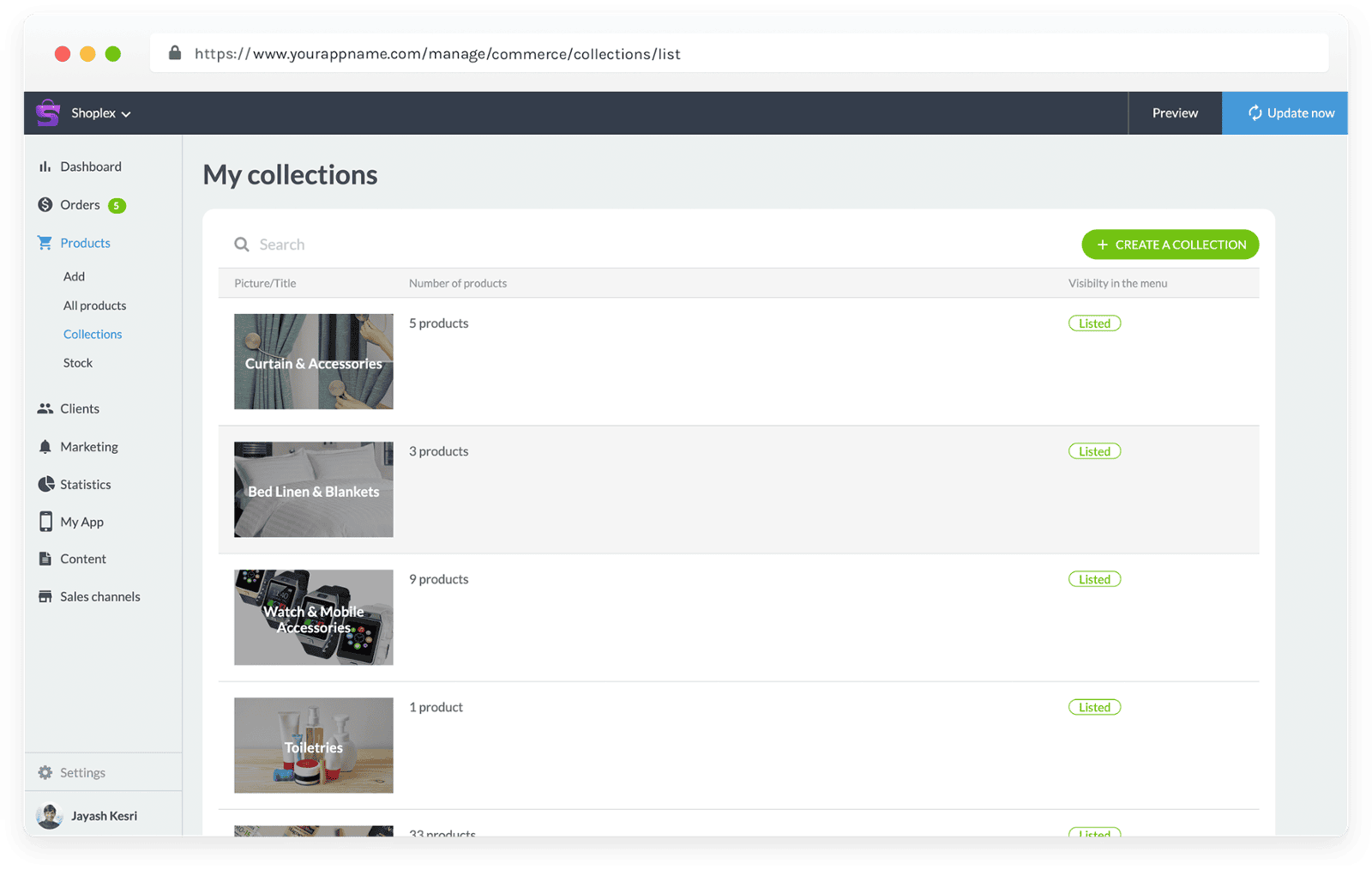 Manage, Add or Edit your Collections from the My Collections Page