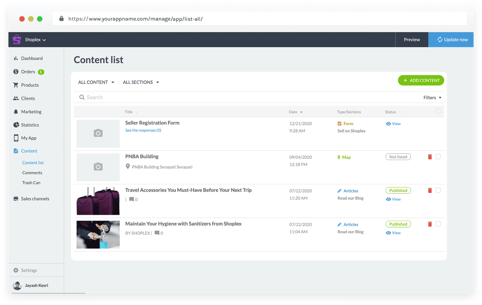 List your Blog's from Blog Page