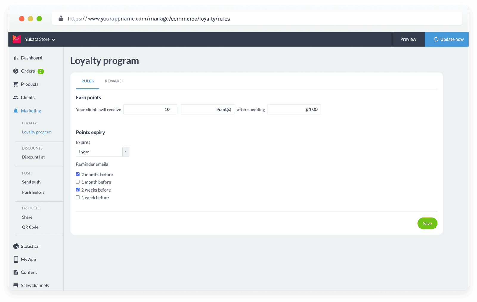 Run a Loyalty program for your App users