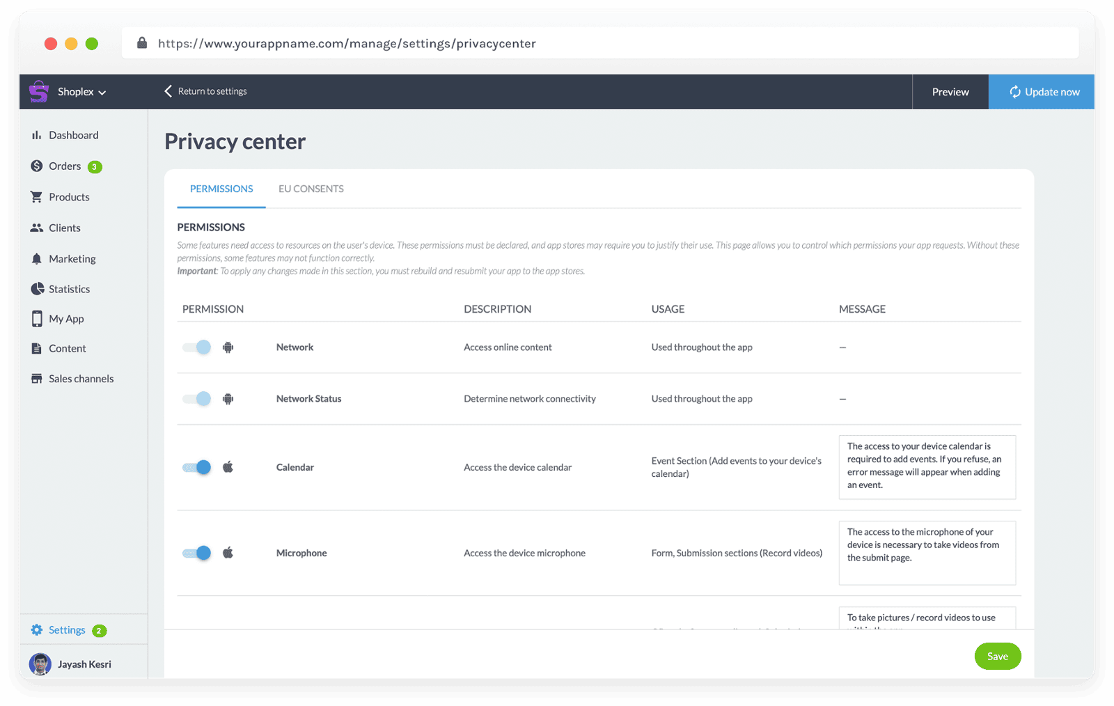 Set your shop Opening and Delivery times