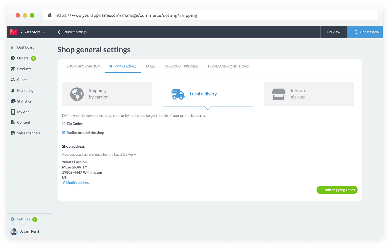 Set Shipping Zones and Local Delivery