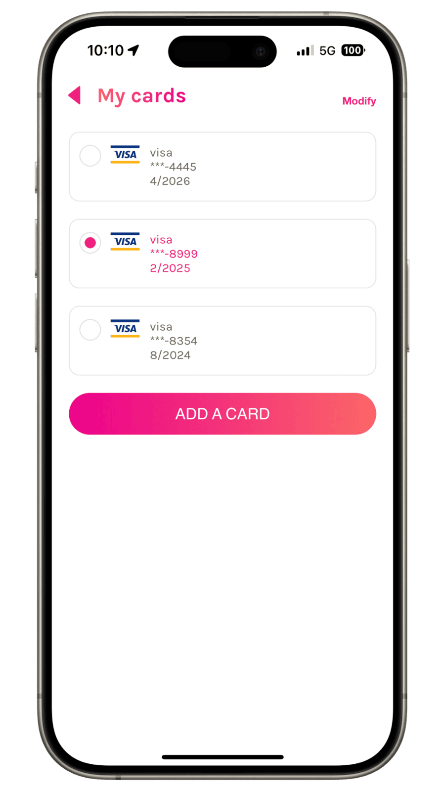 Add or remove your Credit or Debit cards using My Cards Management Page