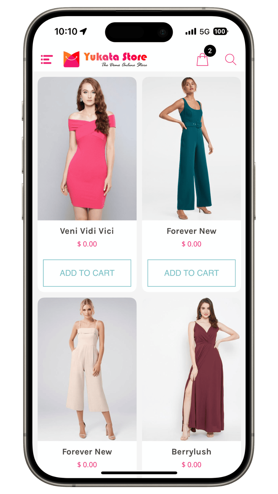 eCommerce App Product Menu